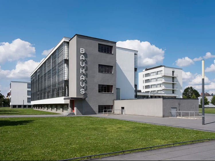 Bauhaus Dessau building designed Walter Gropius, Glass-fronted vocational school and the five-storey studio building